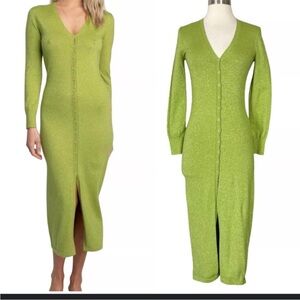 RESA Lime Green Spring Sweater Knit Dress Size Medium